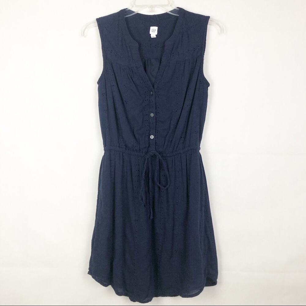 GAP Eyelet Embroidered Blue A Line Dress Size XS